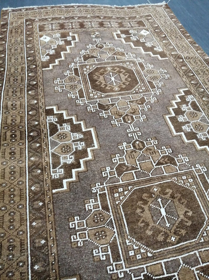 Neutral RUG TURKISH 3.3 x 6.3 Rug Vintage Neutral Rug Wool Oushak Rug Hand Made Persian Rugs Vintage Turkish Rug Neutral Oriental rug