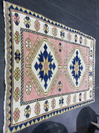 Handmade TURKISH Rug, Vintage Wool 3.3 x 4.4 Rug, Oushak Rug, Hand Knotted Rug, Anatolian Rug, Persian Rug,  100% Wool Rug,