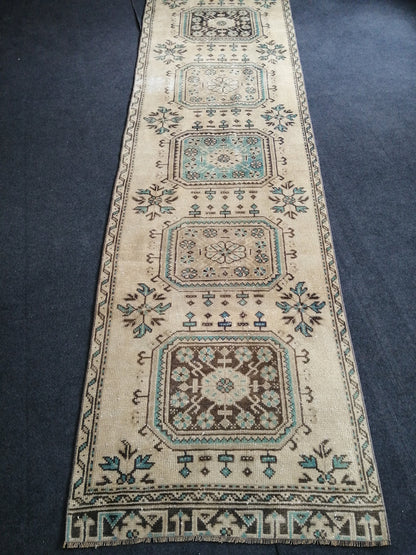 10.8 x 3 Oushak Runner Rug Turkish Runner Rug Vintage Runner Rug Hallway Runner Rug Kitchen Runner Rug Wool Runner Rug Wool Oushak Rug