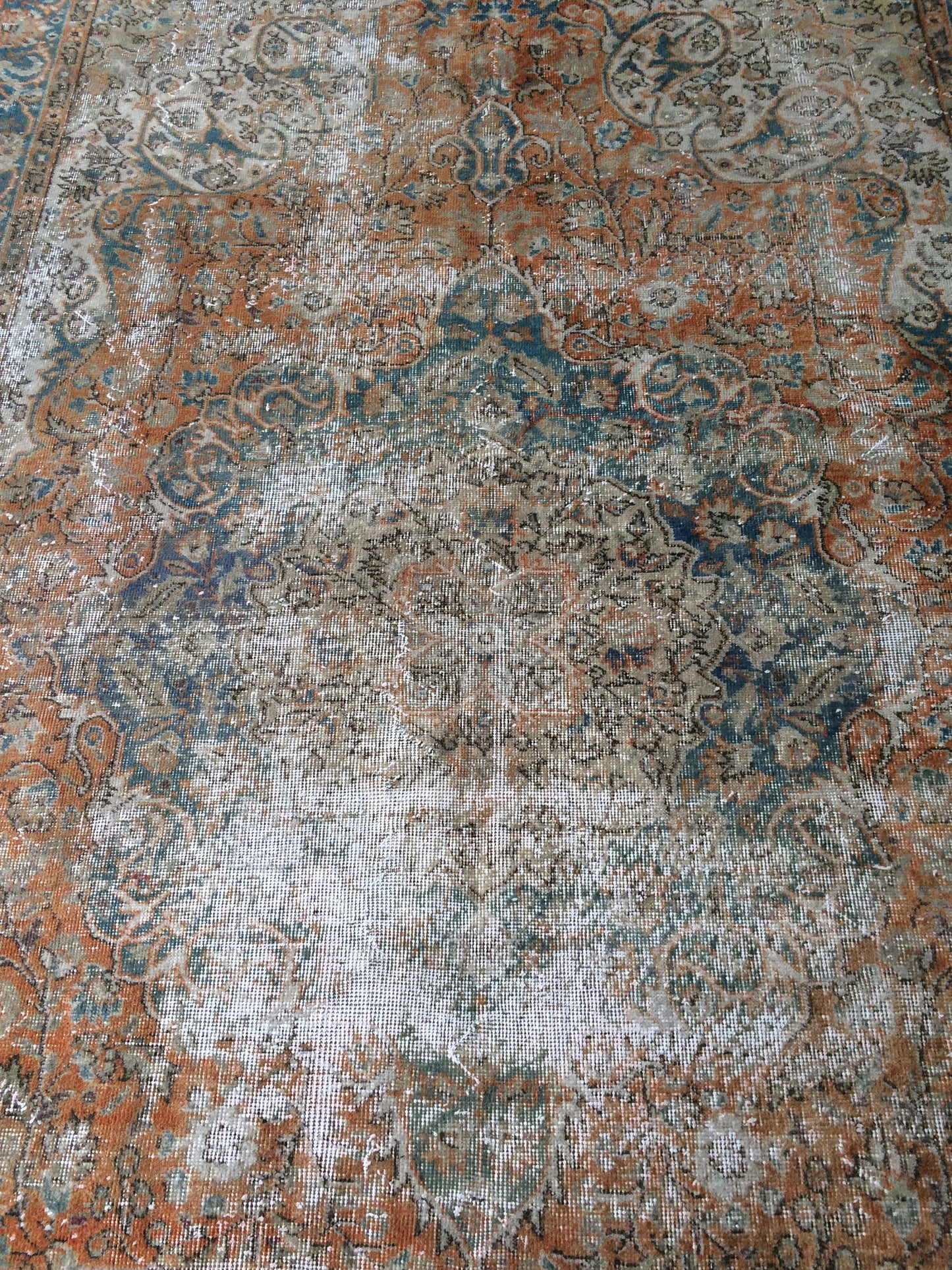 6.3 x 10.5 Distressed Area Rug, Oushak  Rug, Vintage  Rug Turkish Rugs, Oushak Rug Antique Handmade Rug