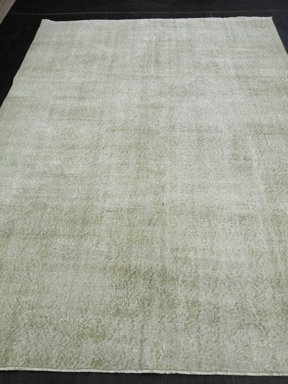 6.6 x 9 Variegated Moss Green Rug, Hand Made Rug, Oushak Rug, Distressed Rug,Oriental Rug , Turkish Rug, Farmhouse Rug, Vintage Rug