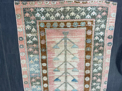 TURKISH Rug, Vintage 3x5 Wool Rug, Oushak Rug, Hand Knotted Rug, Anatolian Rug, Persian 100% Wool Rug, Handmade Rug