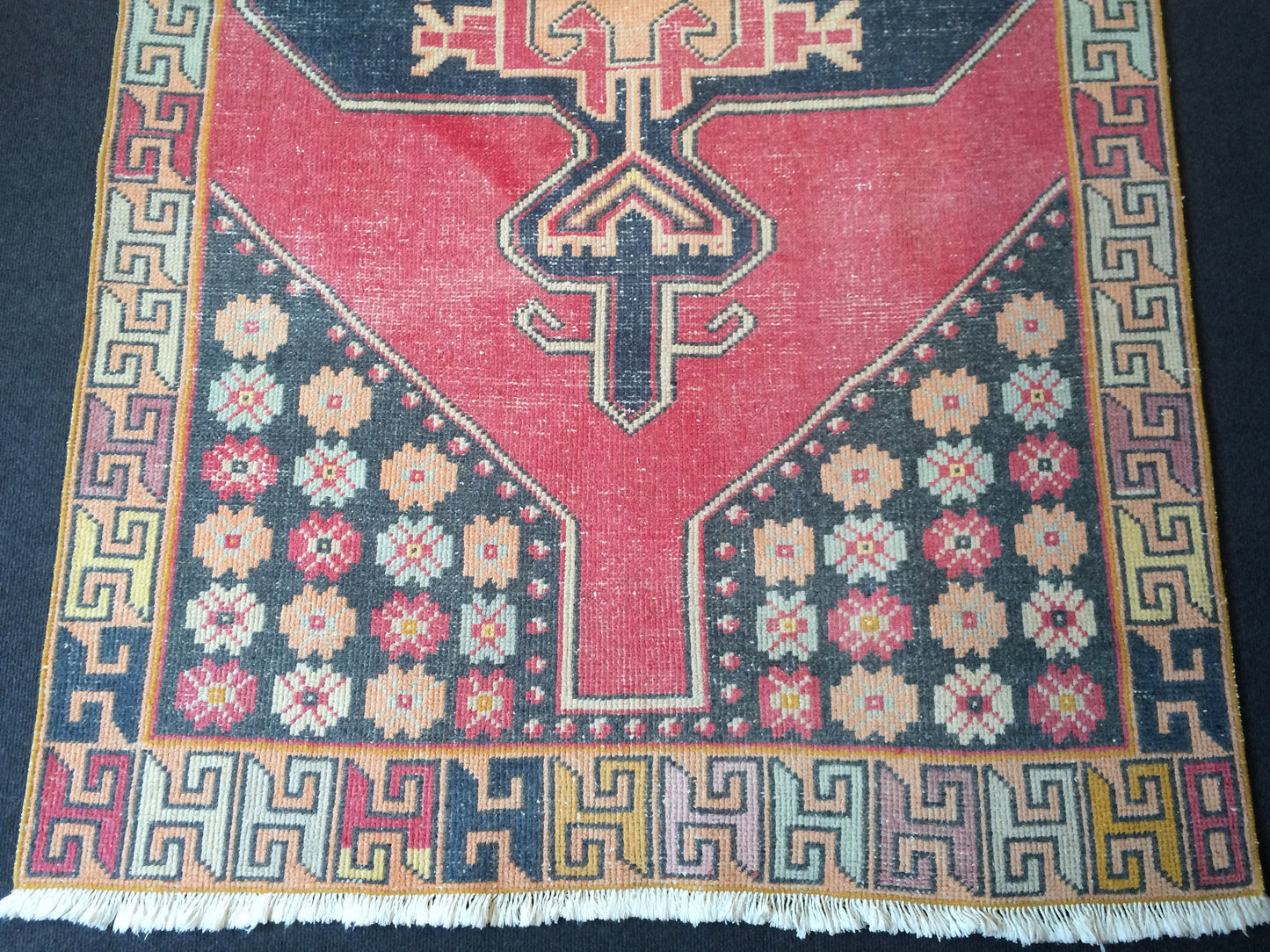 Turkish Rug, 3x8 Vintage Rug,Handmade Oushak Rug, Farmhouse Rug Wool Rug Wool Pile Rug Rustic Rug Bohemian Rug Vintage Turkish Rugs Oriental