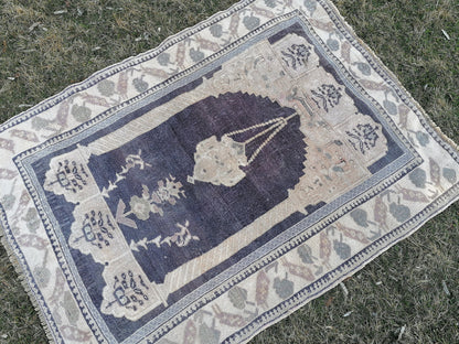 Turkish rug, vintage rug,hand made wool rug 4x5'5 oushak vintage rug, kitchen rug bohemian rug