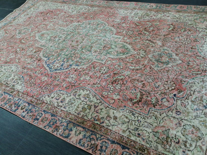 6x10 Vintage OUSHAK RUG TURKISH Rug Vintage Oushak Runner Rug 6 x 10 Vintage Runner Rug Wool Oriental Rug Hand Made Rugs Muted Oriental rug