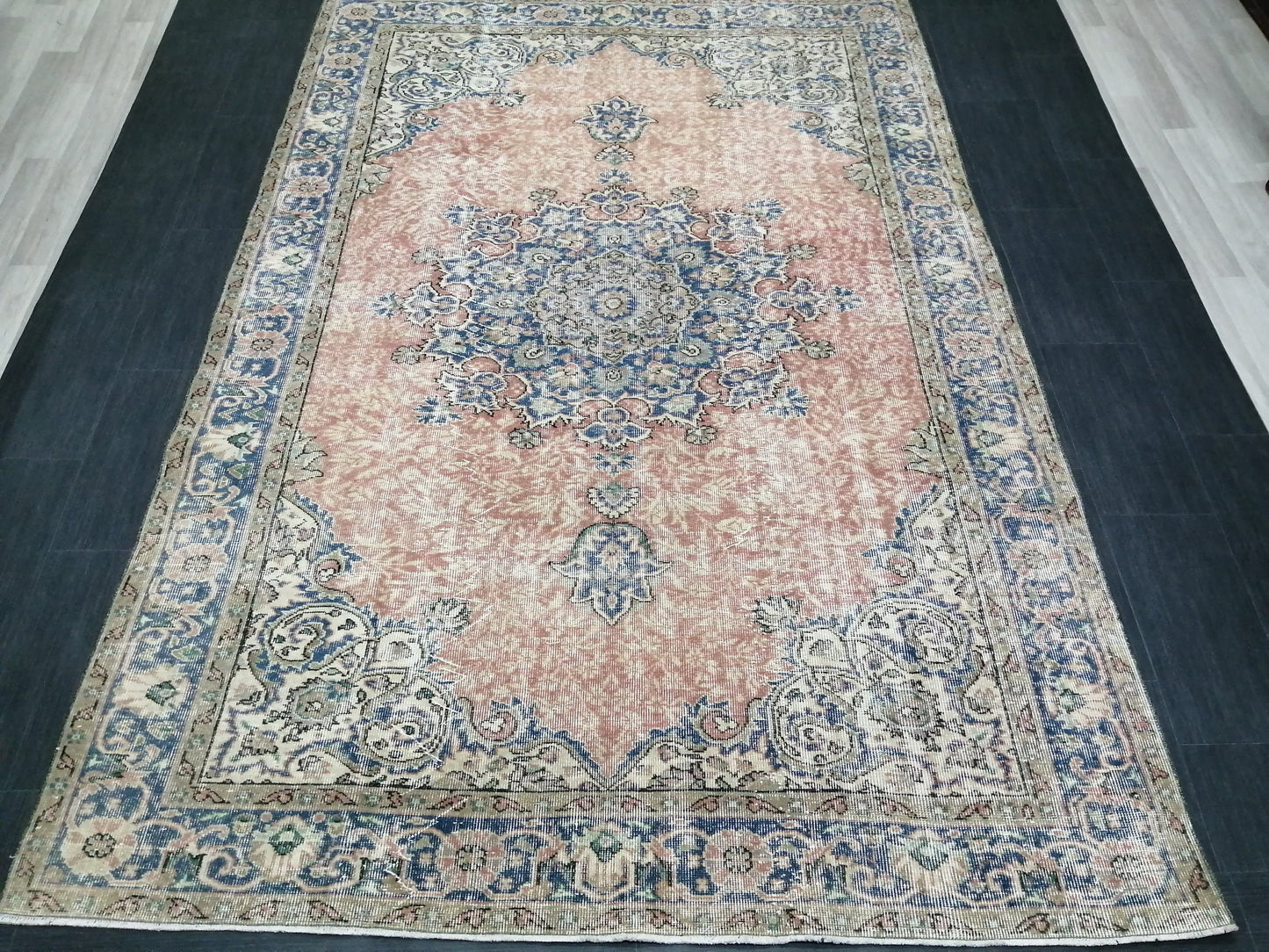 Vintage Rugs  6.3 x 9.5 TURKISH HAND MADE Rugs  Vintage Turkish Rug Oriental Rug, Turkish Oushak Rug, Vintage Oushak Rug, Wool Rug