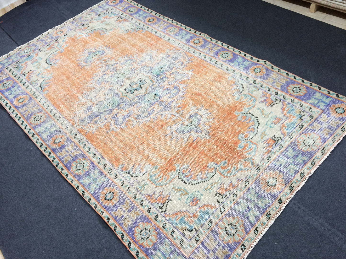 9.4 x 5.6 ft Hand Made Rugs Turkish Rug Oushak Rugs Rustic Oushak Rug Wool Oushak Rugs Oushak Runner Rugs, Farmhouse Rug, Vintage Rugs