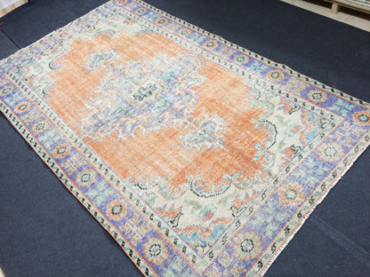 9.4 x 5.6 ft Hand Made Rugs Turkish Rug Oushak Rugs Rustic Oushak Rug Wool Oushak Rugs Oushak Runner Rugs, Farmhouse Rug, Vintage Rugs