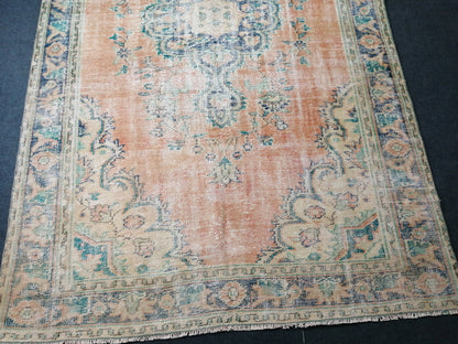 6 x 9.6 Large OUSHAK RUG TURKISH Oushak Rug Vintage Oushak Runner Rug 6 by 10 Muted Vintage Rug Wool Oushak Rug Hand Made Rugs