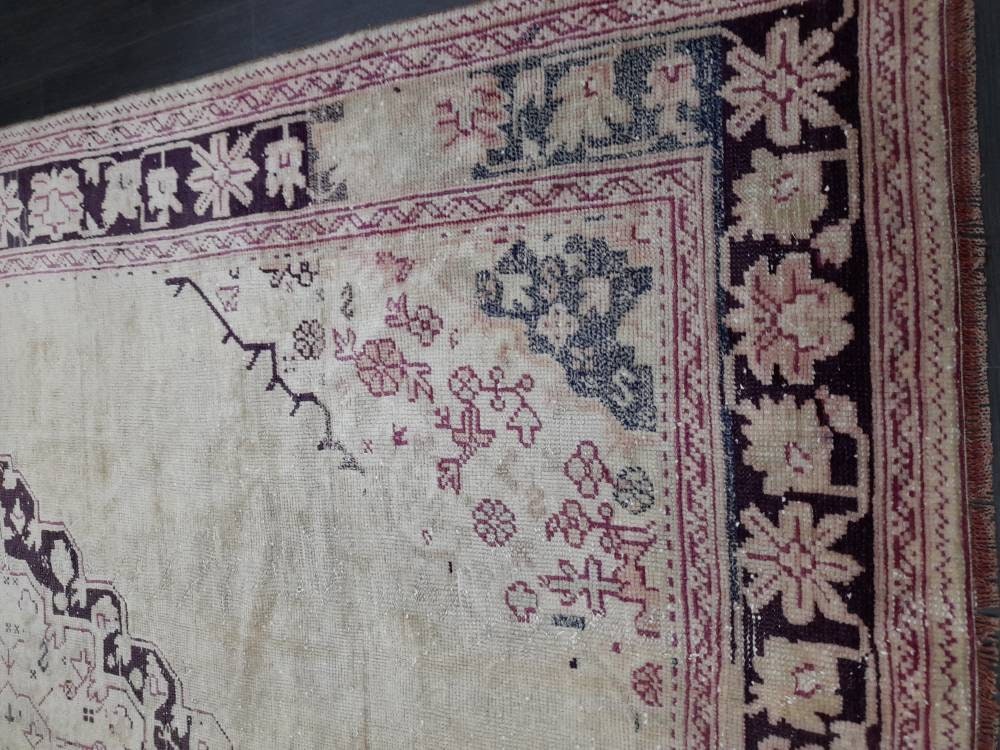 ANTIQUE OushakRug Muted Turkish Wool Rug Vintage 8x10 Rug Persian Rug Muted Oriental Rug Wool Purple Hand Knotted Rug