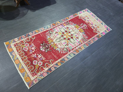 Antique Rug, Vintage Rug, Turkish 2.6 x 6 Wool Rug, Oushak Rug, Fine Knotted Rug, Hand Knotted Rug, Persian Rug, Handmade Rug