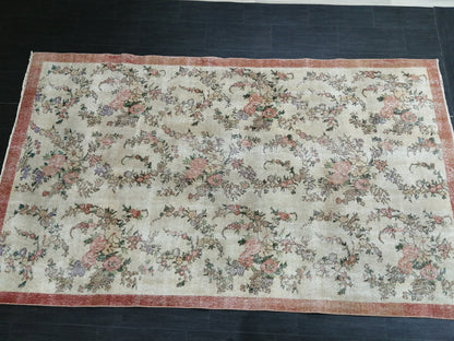 9.7x5.7 Floral Oushak Runner Rug Turkish Runner Rug Vintage Runner Rug Hallway Runner Rug Kitchen Runner Rug Wool Runner Rug Wool Oushak Rug