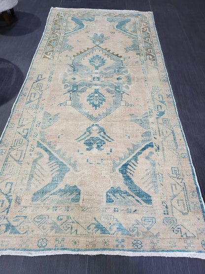 OUSHAK RUG, TURKISH 3.4 x 7.2 Rug, Vintage Persian Rug, Vintage Rug, Wool Handknotted Rug, Handmade Rugs, Vintage Turkish Rug