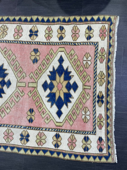 Handmade TURKISH Rug, Vintage Wool 3.3 x 4.4 Rug, Oushak Rug, Hand Knotted Rug, Anatolian Rug, Persian Rug,  100% Wool Rug,