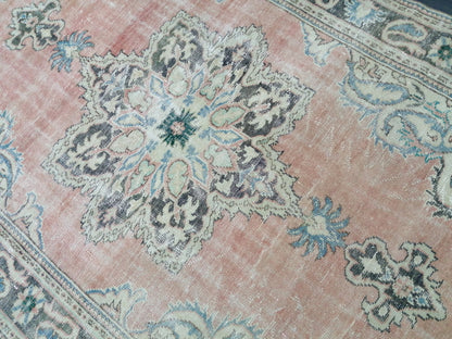 6.7 x 9.7 Large OUSHAK RUG TURKISH Oushak Rug Vintage Oushak Runner Rug Vintage Runner Rug Muted Wool Oushak Rug Hand Made Rugs Art Rug