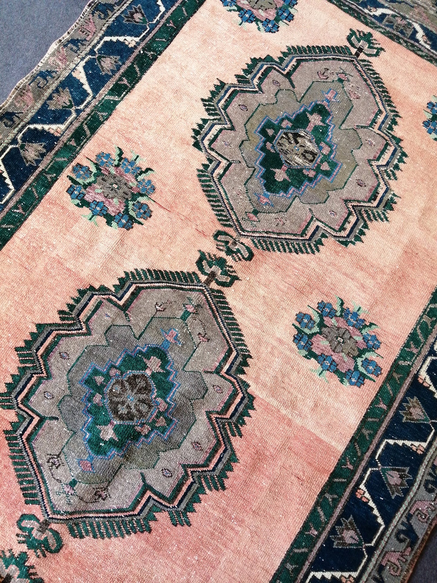 Turkish Rug 5x12, Large Area Rug , Vintage Rug, Oushak Rug, Oriental Runner