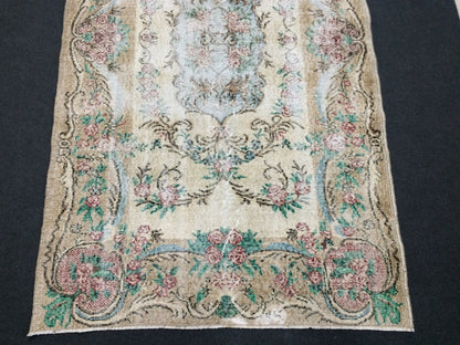 Vintage Rug Hand Made Oushak Rug Distressed  Rug Wool Turkish Rugs