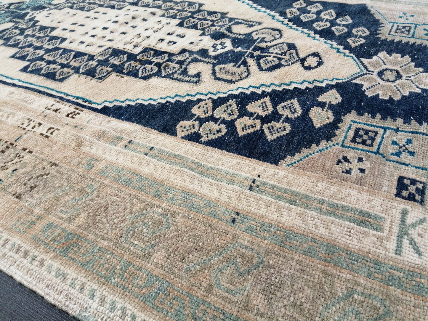 3.5 x 6.8 OUSHAK RUG, TURKISH Antique Rug,  Vintage  Rug, Antique Rug Wool Handknotted Rug,  Hand Made Rugs Vintage Turkish Rug