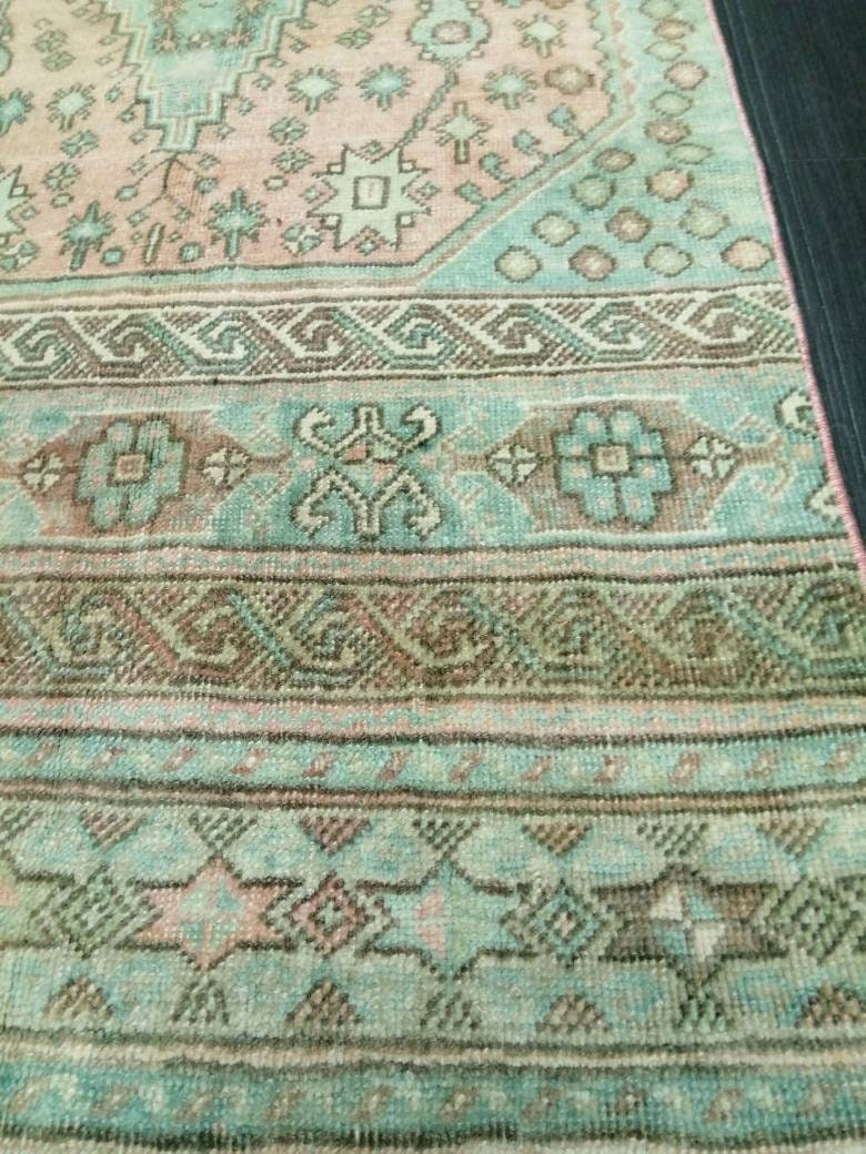 Muted OUSHAK RUG 2.6 x 11 TURKISH Vintage Runner Oriental Runner Rug Faded Vintage Runner Rug Hand Made Kitchen Runner Vintage HallwayRunner