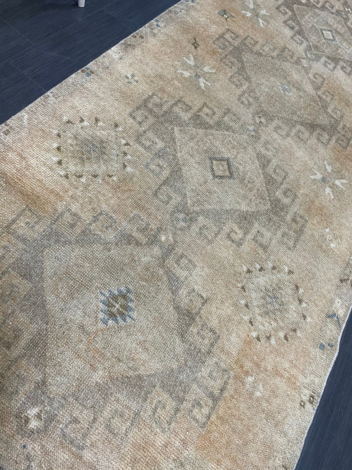 Muted Oushak Runner Rug, Muted Vintage 4.2 x 10.9 Runner Rug, Hallway Runner Rug, Kitchen Runner Rug Wool Runner Rug, Handmade Runner Rug