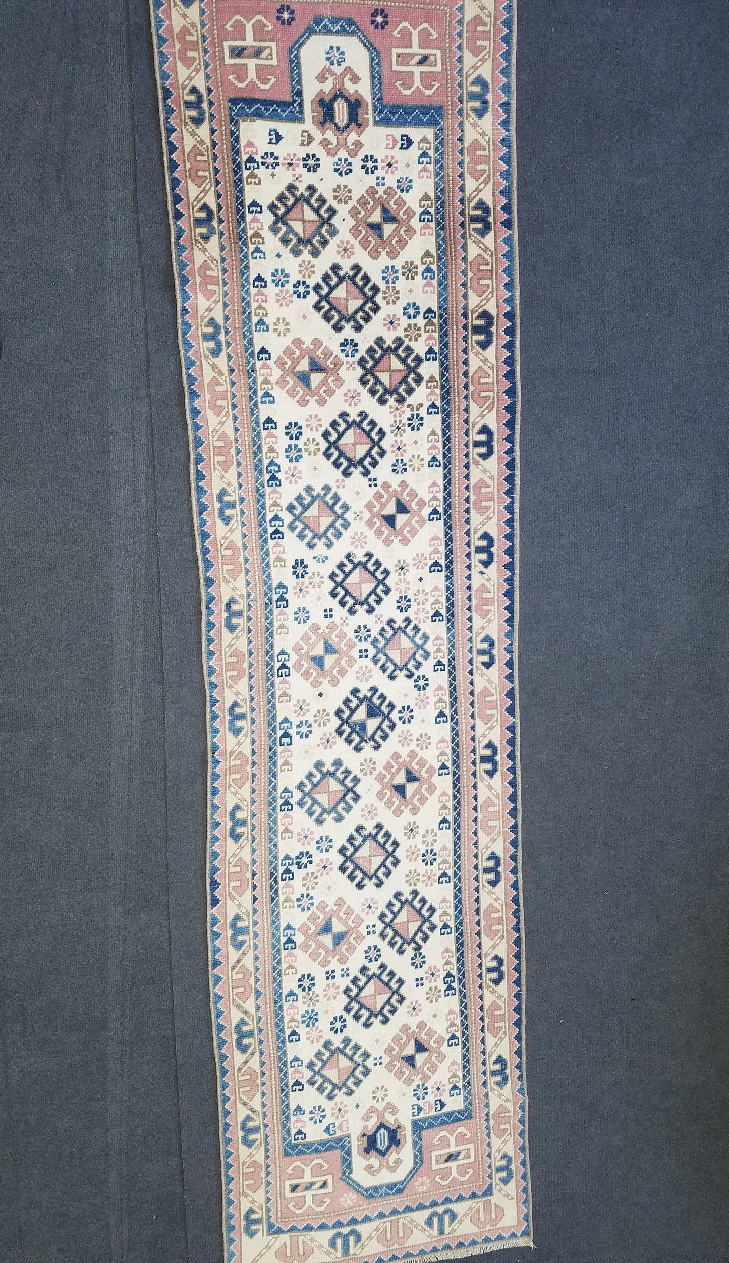 2.3 x 9 turkish runner rug - vintage runner rug, oushak  handmade rug - kitchen rug