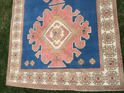 Large Area BLUE BOHEMIAN Rug, Unique Motif Rug, Oushak RugS, Oushak antique Rug, Hand woven Rug, Weaving Rug, High Quality Rug, Kitchen Rug