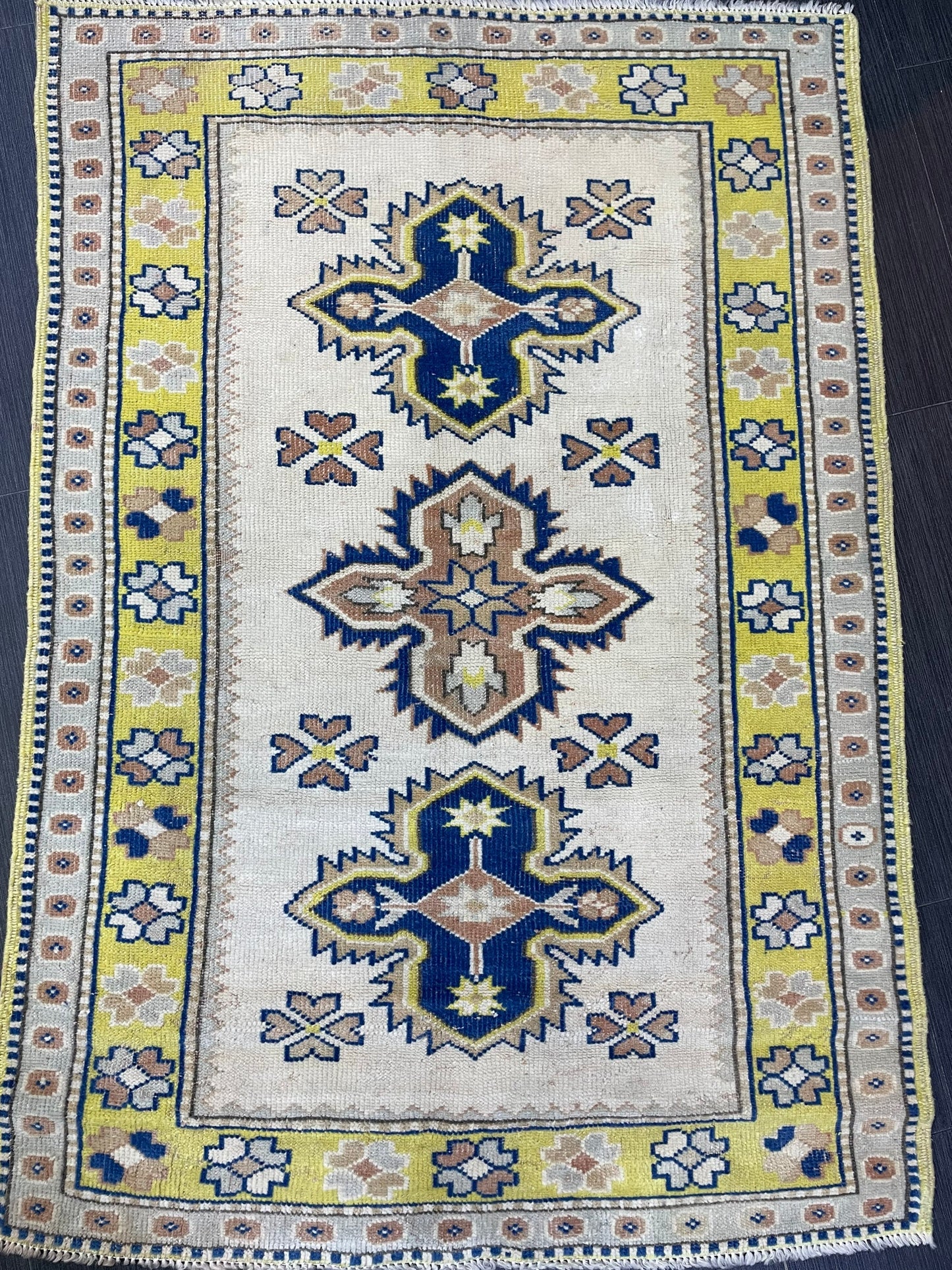 TURKISH HANDMADE Rug 3 x 4.3 Vintage Rug Oushak Rug, Traditional Rug Oriental Rug Hand Knotted Rug Wool Rug, Wholesale Rug
