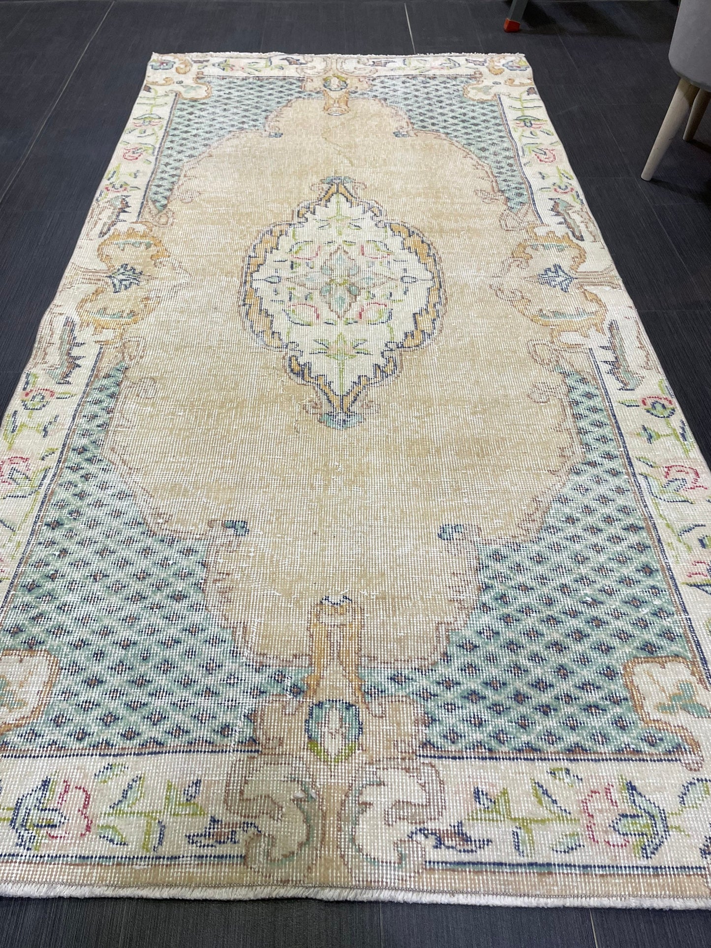 Persian Rug, Turkish 3.7 x 7 Rug, Vintage Rug, Hallway Rug, Kitchen Rug, Wool Rug, Oushak Rug, Handmade Rug, Hand Knotted Rugs