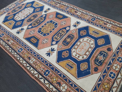 3.5 x 6 Oushak Rug, Turkish Rug Blue Vintage Rug, Persian Rug, Oriental Rug, Hallway Rug, Kitchen Rug, Wool Rug Wool Rug Entryway Navy Rug