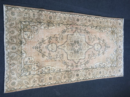 Vintage Rug Oushak 4 x 7.7 Rug Turkish Rug Muted Hand Knotted Wool Rug Handmade Rug Oriental Rug