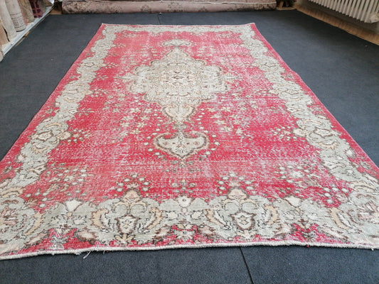 9'7x5'6 turkish oushak rug  vintage oushak rug vintage runner rug wool oushak rug distressed hand made rugs