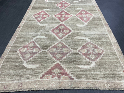 Hand Knotted Vintage Rug Muted Vintage 4.7 x 10.6 ft Rug Wool Oriental Rug Handmade Rug Vintage Oushak Turkish Rug Muted Persian Wool Rug