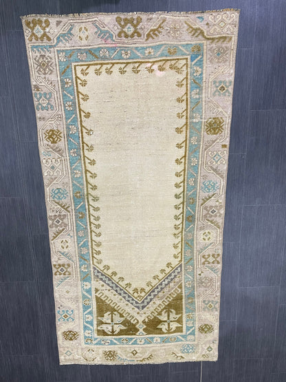 Vintage Rug 3.2 x 6.3 Turkish Rug Wool Vanity Rug Handmade Rug Persian Rug, Hand Knotted Wool Rug