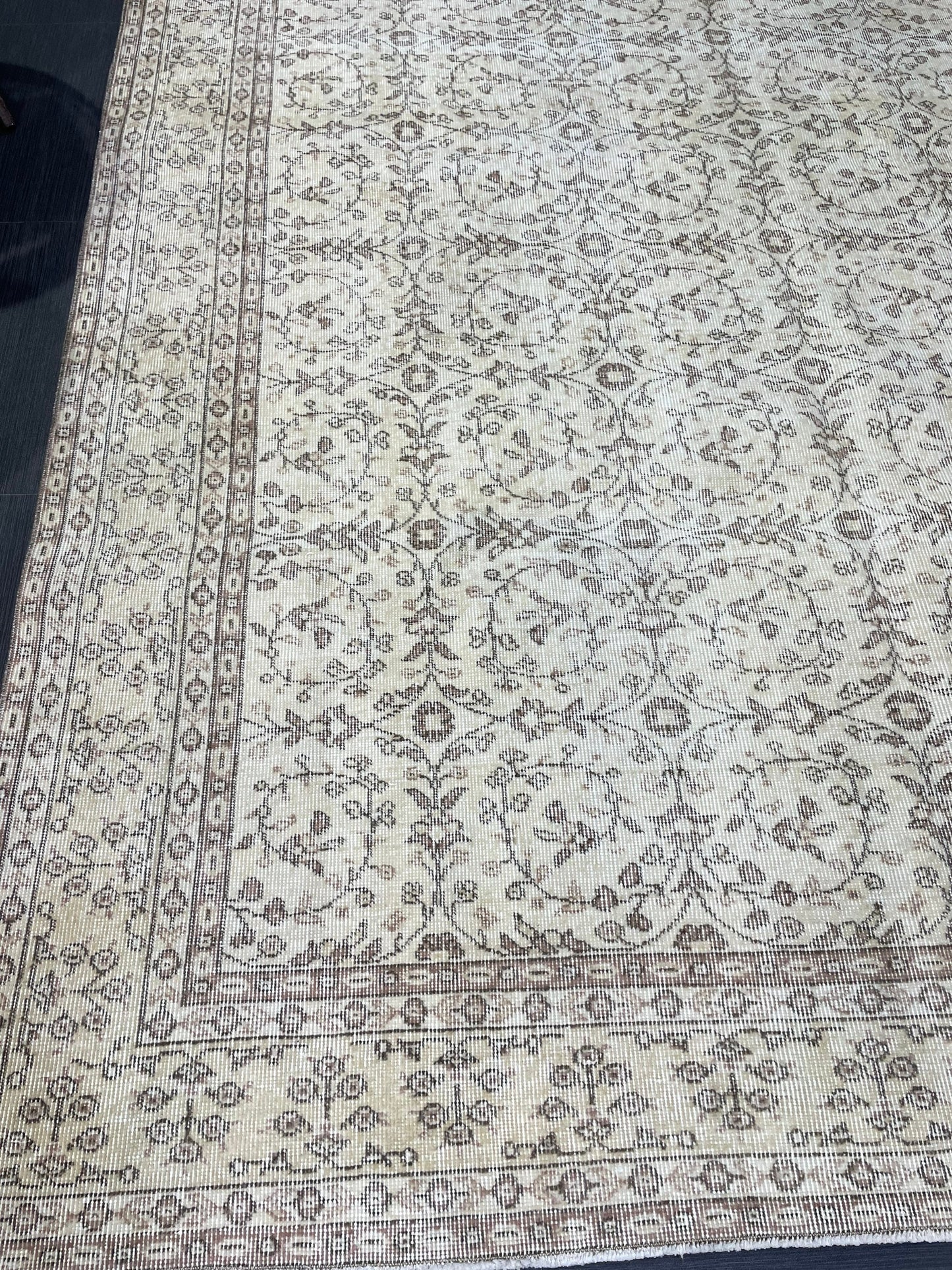 Neutral RUG, TURKISH 6.10 x 10 Rug, Vintage Rug, Natural Wool Oushak Rug, Handmade Persian Rug, Vintage Turkish Rug, Neutral Oriental rug