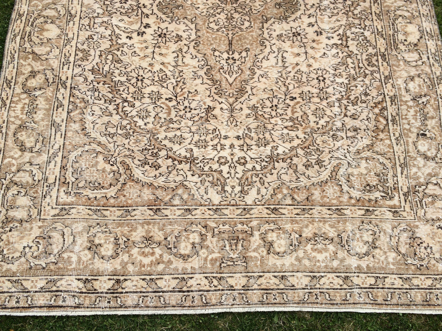 6.3 x 9.5 Vintage Oriental Large Area RUG, Turkish  Rugs, Vintage Rug, Living Room Rug, Muted Persian Rug Muted Oushak Rug, Hand Knotted Rug