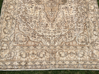 6.3 x 9.5 Vintage Oriental Large Area RUG, Turkish  Rugs, Vintage Rug, Living Room Rug, Muted Persian Rug Muted Oushak Rug, Hand Knotted Rug