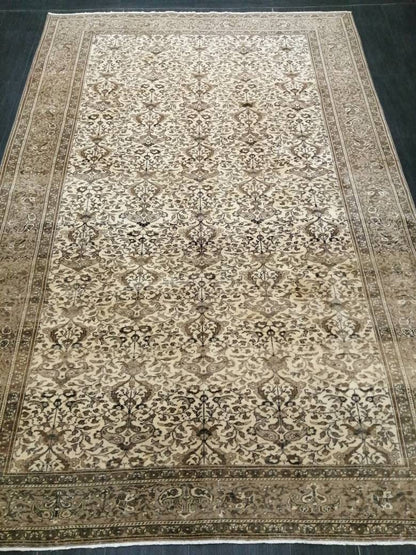 Quality Neutral Rug 6.2 x 9.5 HAND MADE Rug Neutral Vintage Turkish Rug Oushak Rug Turkish Neutral Rug, Oriental Rug, Wool large Neutral Rug