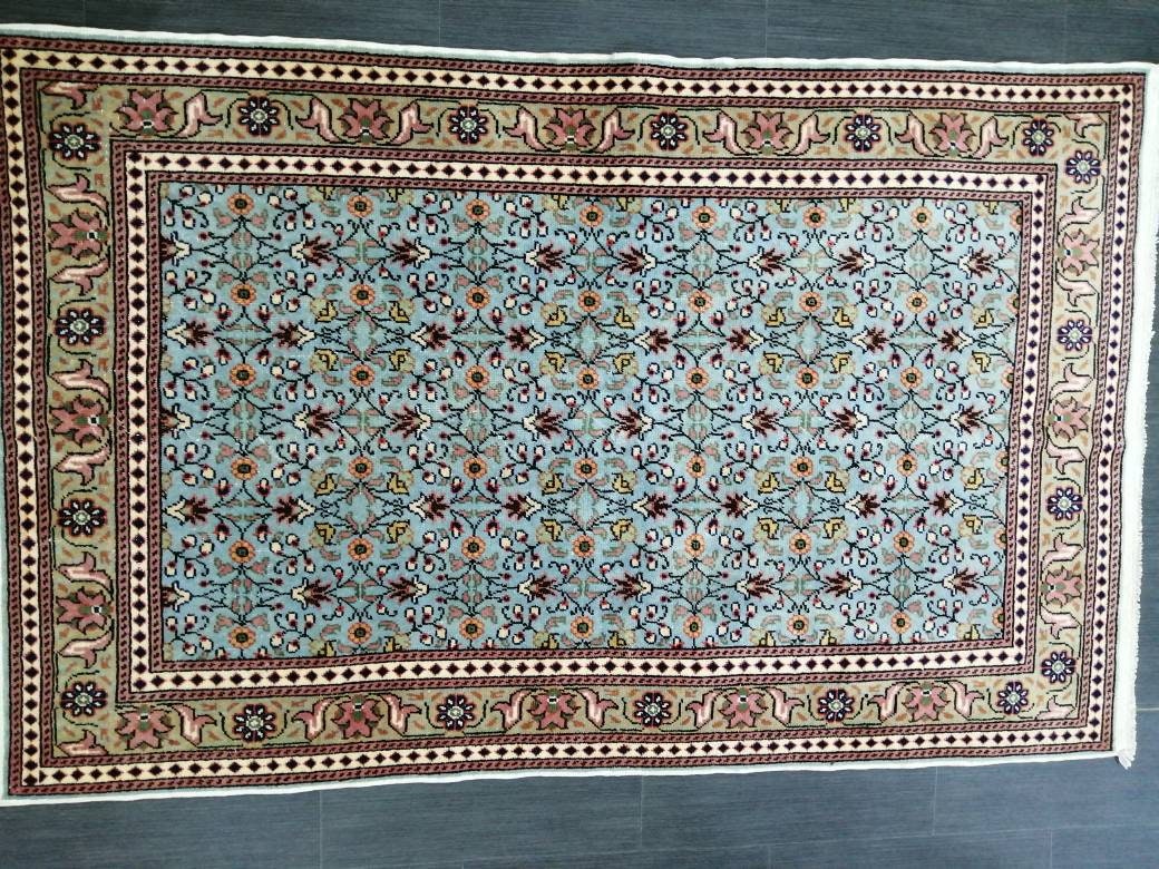 3.6 x 5.8 Blue Hand Made Rug, Oushak Rug, Rustic Rug, Bohemian Rug, Rug Runner, Turkish Rug, Farmhouse Rug, Vintage Rug, Wool rug