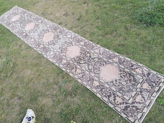 Turkish runner rug 2'3x13'3 vintage wool runner, packwork oushak runner rug, hallway hand made rug, kitchen runner rug,