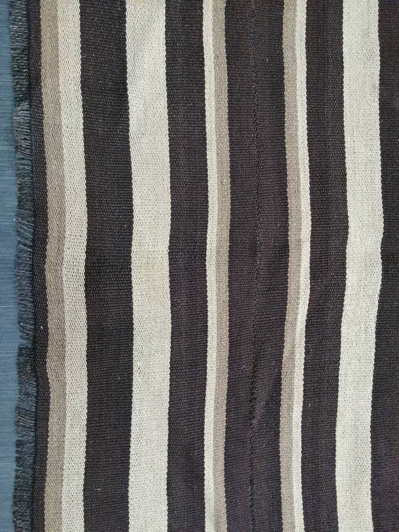 7 x 15.3 Neutral Oriental Flat woven Rug, No Dye Flatweave Carpet , Stripped Flatweaving, Rustic Rug, Farmhouse Rug, Dark Oushak 7x15 rug