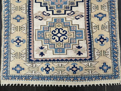 Vintage Blue Rug, 3.9 x 5.7 Hand Made Rug Oriental Rug, Wool Oushak Rugs, Hand Made Rug, Persian Rug, Vintage Turkish Rug, Farmhouse Rug