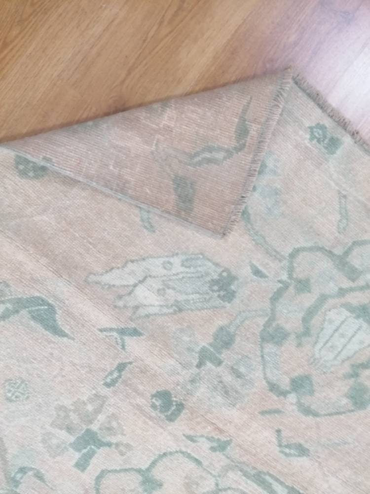 Vintage rug, green oushak rug  4'6x7'2 living room rug