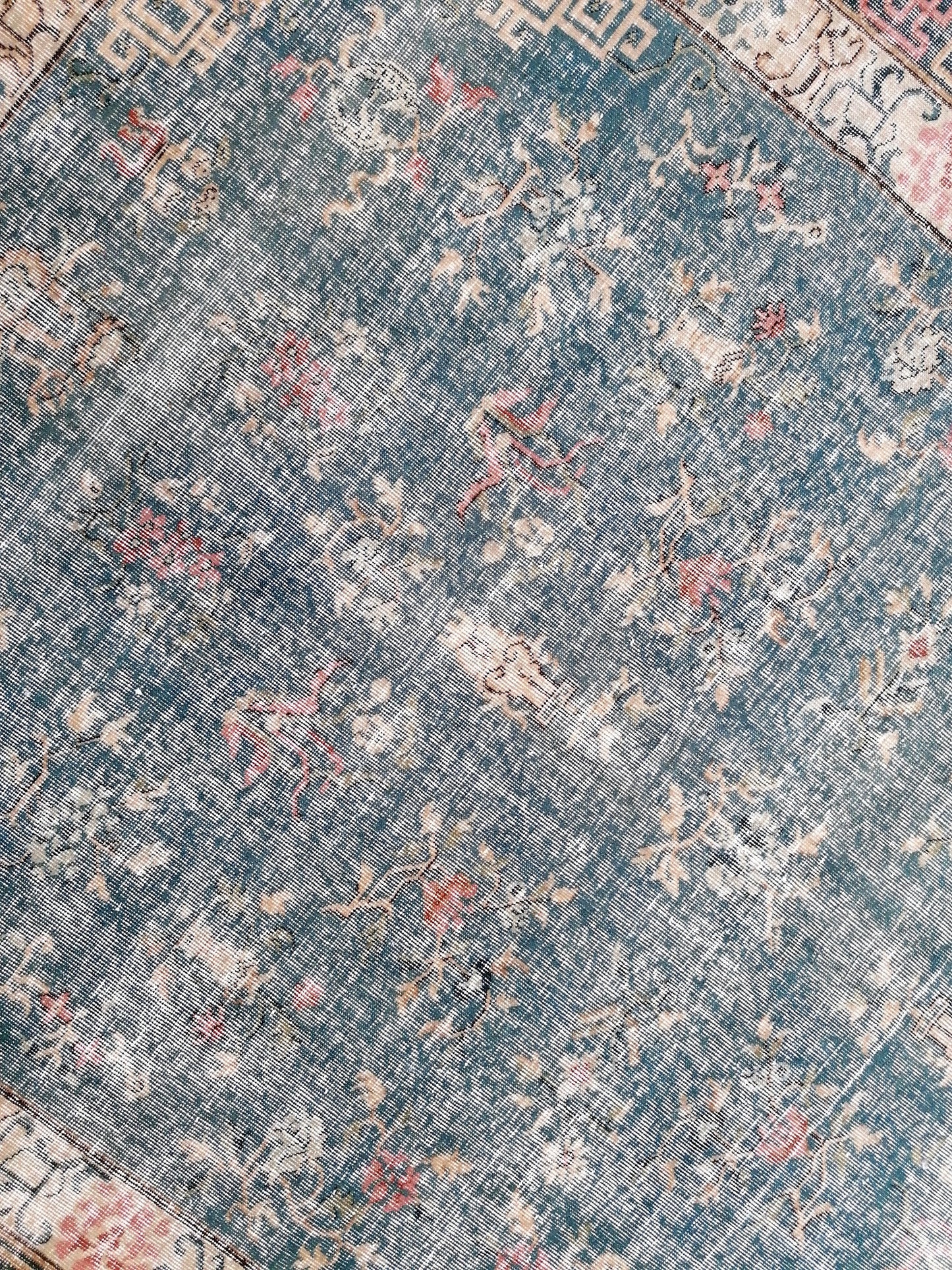9'4x6'5 large oushak rug, blue distressed turkish rug vintage oushak runner rug vintage runner rug wool oushak vintsge hand made rugs