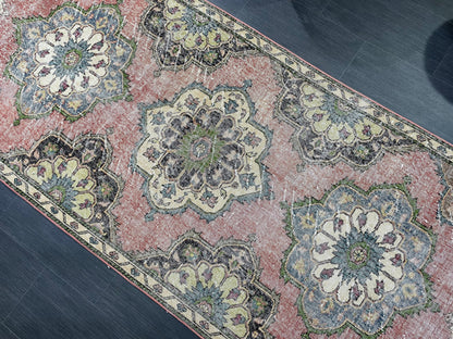 Handmade Runner Rug, Turkish Runner 3.7 x 12.4 Rug, Vintage Runner Rug, Hallway Runner Rug Kitchen Runner Rug, Hand Knotted Wool Runner Rug,