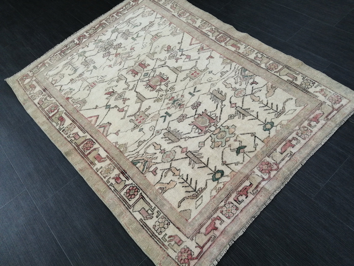 4 X 5 OUSHAK RUG Wool TURKISH Oushak Rug Vintage Oushak Runner Rug Vintage Hand Made Rugs Vintage Turkish Rug