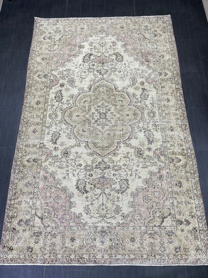 Large Handmade 6.2 x 9.7 RUG TURKISH Oushak Rug Vintage Hand Knotted Muted Rug Distressed Rug Persian Rugs Vintage Turkish Rug Oriental Rug
