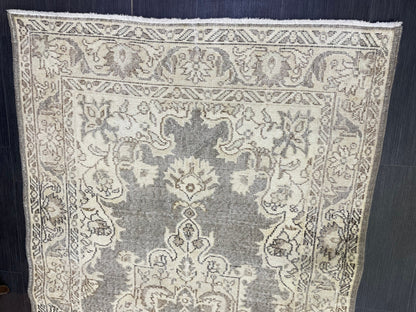 Turkish Rug, Antique Rug, Neutral 4x7 Rug, Persian RUG, Oushak Rug, Hand knotted Rug, Distressed Rug, Vintage Rug, Handmade Rug, woven rug.