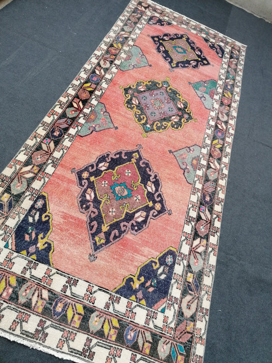 Area rug 4.11x11.7 oushak vintage rug,vintage runner,kitchen runner rug