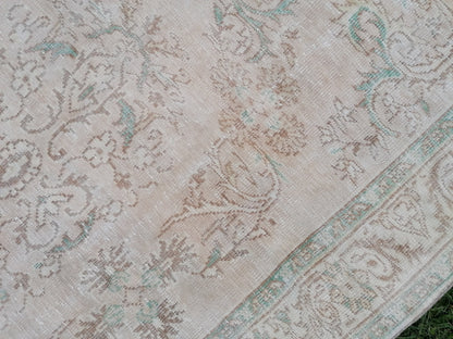 Oushak rug 6x9'4 distressed mudet vintage rug, faded living room rug anatolian rug