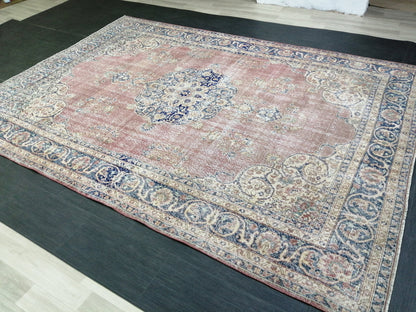 7x10 Vintage RUG TURKISH Rug Vintage Oushak Rug Vintage Oriental Rug Wool Oushak Rug Hand Made Rugs Vintage Turkish Rug